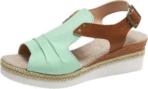 AMDBEL Wedge Sandals for Women Dressy Summer Platform Espadrilles Fish Mouth Sandals Comfy Ankle Strap Casual Sandals Shoes