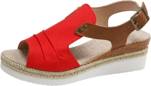 AMDBEL Wedge Sandals for Women Dressy Summer Platform Espadrilles Fish Mouth Sandals Comfy Ankle Strap Casual Sandals Shoes