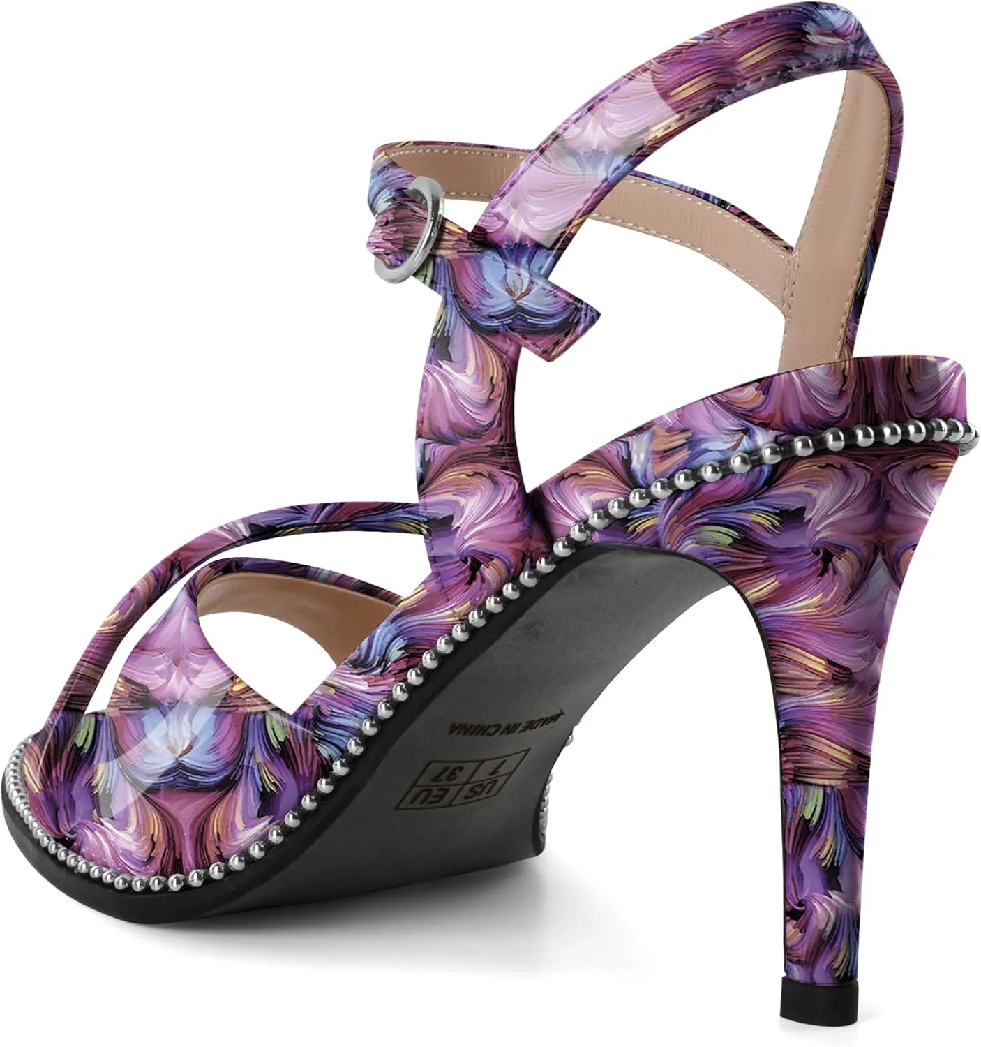 AUMOTED Women Stiletto High Heels Peep Open Toe Sandals Criss Cross Strappy Heels Wedding Office Cute Party Classic 3.1 Inch Summer Heels