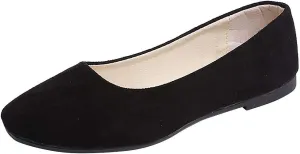 Ballet Flats for Women Square Toe Flat Shoes Dressy Slip On Loafers Business Casual Shoes Work Shoes Suede Loafers