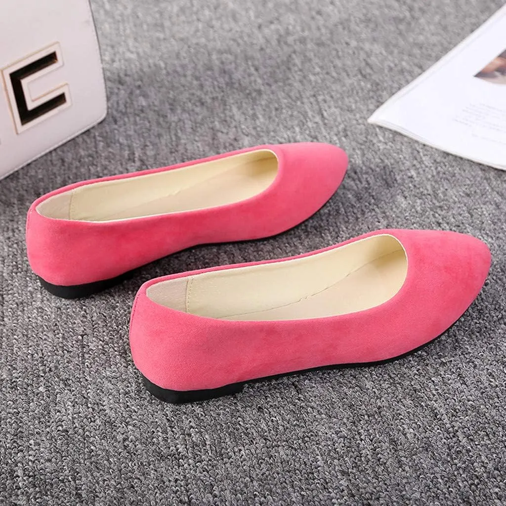 Classic Solid Ballet Flats for Women Comfort Casual Flats Lightweight Slip on Loafers Suede Dress Shoes