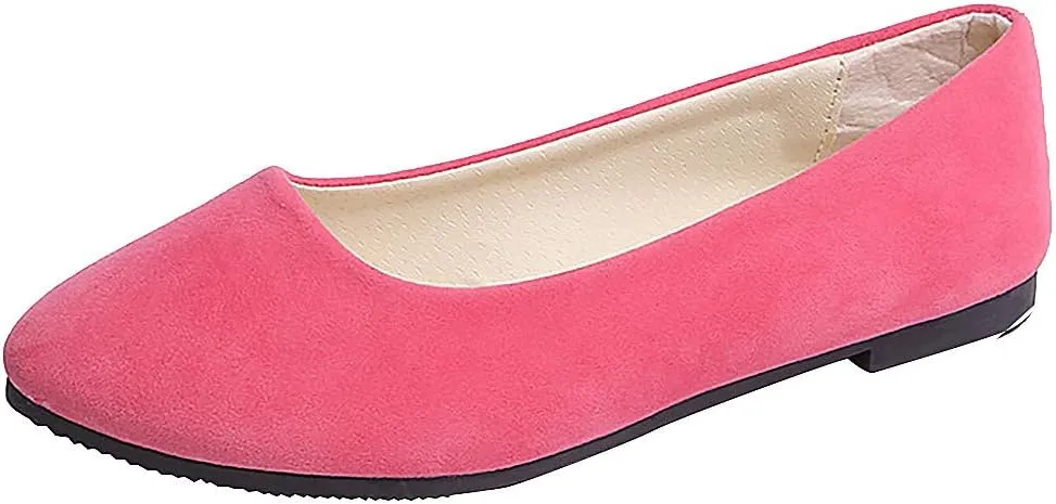 Classic Solid Ballet Flats for Women Comfort Casual Flats Lightweight Slip on Loafers Suede Dress Shoes