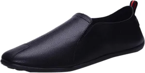 CsgrFagr Fashion Men Leather Casual Slip-On Breathable Driving Boat Shoes Dress Shoes Mens Oxfords Suede Contrast (Black, 9)