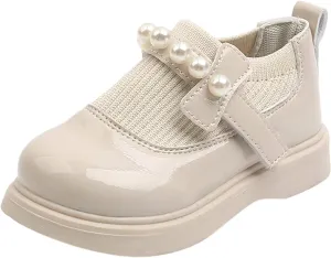 Girls Toddler Little Kid Big Kid Dress Flat Ballerina Shoe Leather Shoes Comfort Dress Shoes Big Size Boots (Beige, 21)