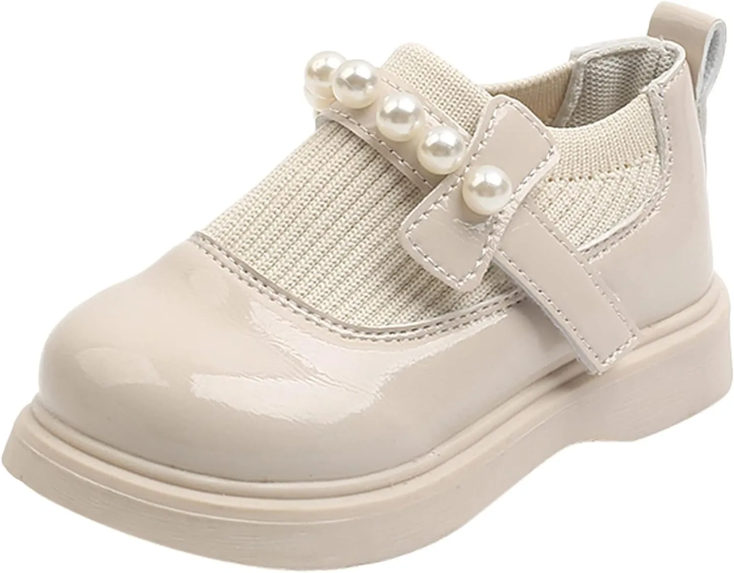 Girls Toddler Little Kid Big Kid Dress Flat Ballerina Shoe Leather Shoes Comfort Dress Shoes Big Size Boots (Beige, 21)