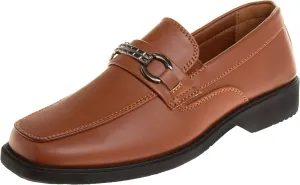 Josmo Boys Dress Shoes  Slip-On Comfort Uniform Oxford Loafer with Buckle Black and Brown (Big Kid/Little Kid) (Size 13-6)