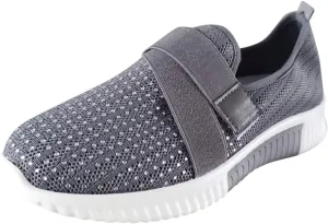 Ladies Mesh Breathable Solid Color Casual Walking Shoes Comfortable Lighweight Sneakers Low Top Slip on Soft Sole Outdoor Sports Shoes for Women