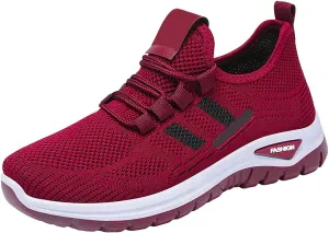 Ladies Mesh Orthopedic Sneakers Breathable Lace-up Walking Running Shoes Comfortable Tennis Shoes Non Slip Lightweight Casual Womens Sneaker with Arch Support