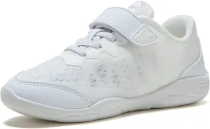 LANDHIKER White Girls Cheer Shoes Cheerleading Shoes Training Athletic Flats Lightweight Breathable Comfortable Kids Cheer Sneakers Size