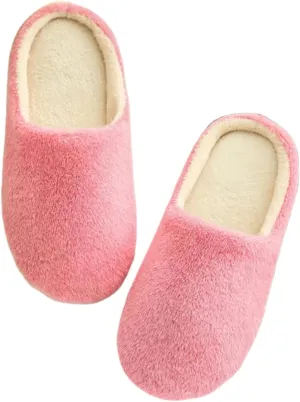 Lausiuoe Slippers For Women Fuzzy Closed Toe Memory Foam House Slippers Plush Home Shoes Fleece Lining Slide Slipper