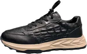 Men's Genuine Leather Platform Lace-up Oxfords Fashion Walking Sneakers Work Lightweight Soft Sole