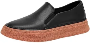 Men's Leather Loafers with Elastic Side Gussets Hidden Stretch Panels for All-Day Museum Visits & Gallery Hopping