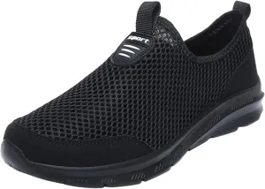 Men's Orthopedic Walking Shoes Air-Cushion Sneakers for Men 2025 Casual Mesh Summer Slip-On Breathable Shoe Closed Toe Solid Color Sneaker with Arch-Support