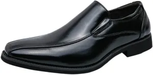 Mens Oxfords Fashion Square Toe Slip On Lug Sole Business Office Dress Shoes Lightweight All-Day Comfort Non-Slip Soft Sole Penny