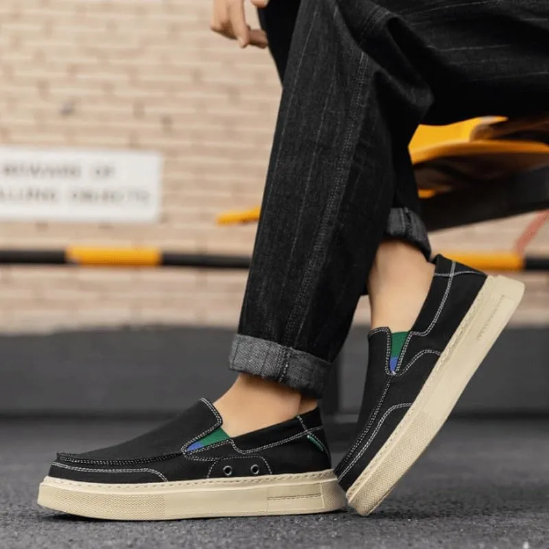 Men's Slip-On Canvas Casual Sneakers - Trendy Lace-Free Style, Lightweight & Easy to Wear for All-Day Activities