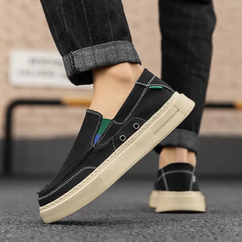Men's Slip-On Canvas Casual Sneakers - Trendy Lace-Free Style, Lightweight & Easy to Wear for All-Day Activities