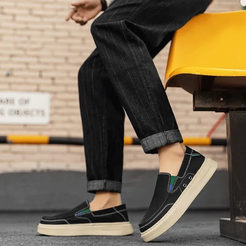 Men's Slip-On Canvas Casual Sneakers - Trendy Lace-Free Style, Lightweight & Easy to Wear for All-Day Activities