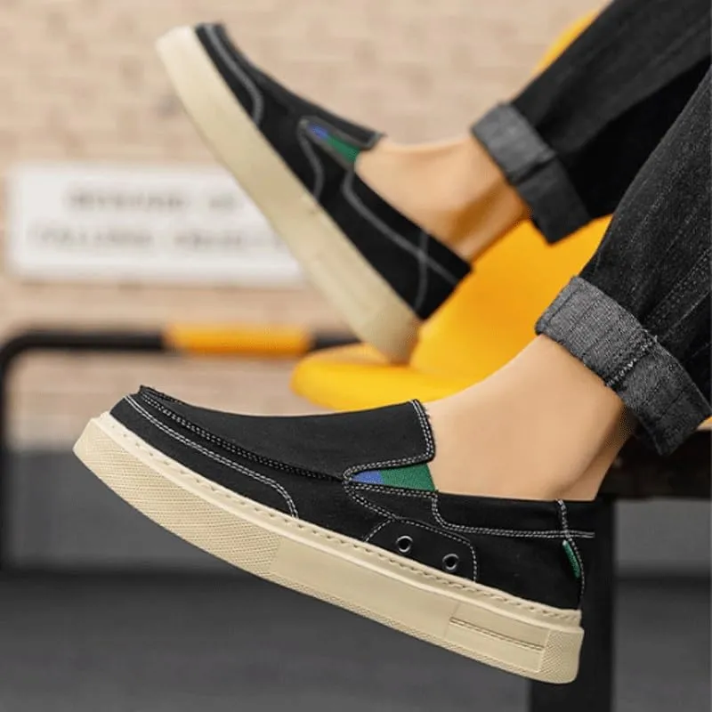 Men's Slip-On Canvas Casual Sneakers - Trendy Lace-Free Style, Lightweight & Easy to Wear for All-Day Activities