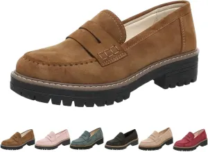 Orthopedic Platform Loafers, Orthopedic Shoes for Women Lug Sole Loafers Round Toe Walking Shoe Comfortable Slip On