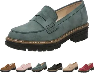 Orthopedic Platform Loafers, Orthopedic Shoes for Women Lug Sole Loafers Round Toe Walking Shoe Comfortable Slip On