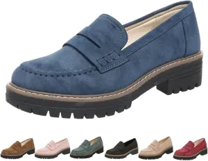 Orthopedic Platform Loafers, Orthopedic Shoes for Women Lug Sole Loafers Round Toe Walking Shoe Comfortable Slip On
