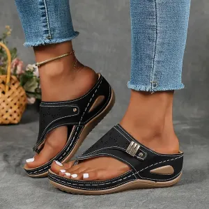 Orthopedic Sandals for Women 2025,Summer Slip On Beach Sandals Dressy Arch Support Wedge Sandal Comfortable Casual Flats Flip Flops Ladies Beach Outdoor Slides Slippers Shoes