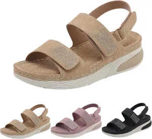 Orthopedic Sandals for Women,Comfortable Dressy Womens Wedge Sandal Summer Walking Wedges with Adjustable Hook Loop