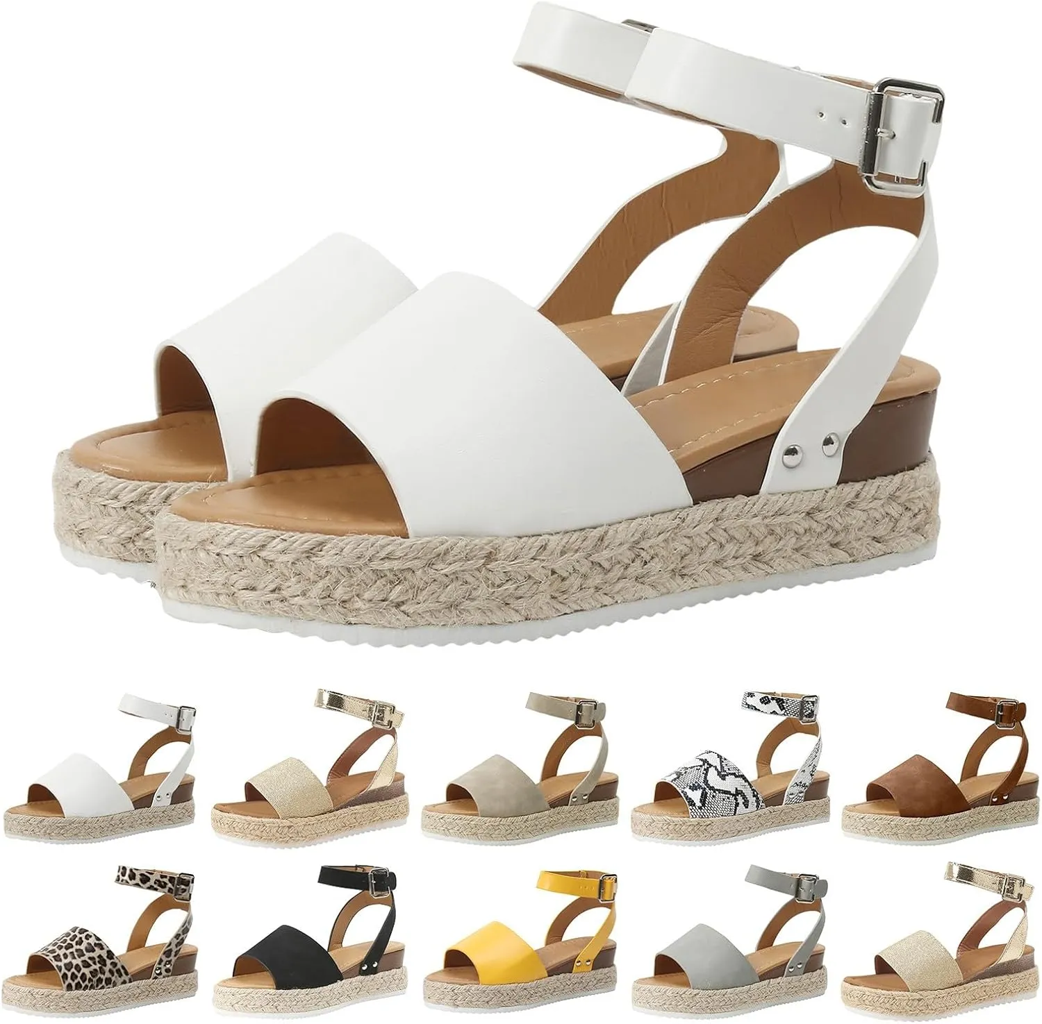 Orthopedic Wedge Sandals for Women Summer Dressy 2025 Women's Ankle Strap Open Toe Espadrilles Comfortable Platform Wedges Sandal Boho Beach Shoes
