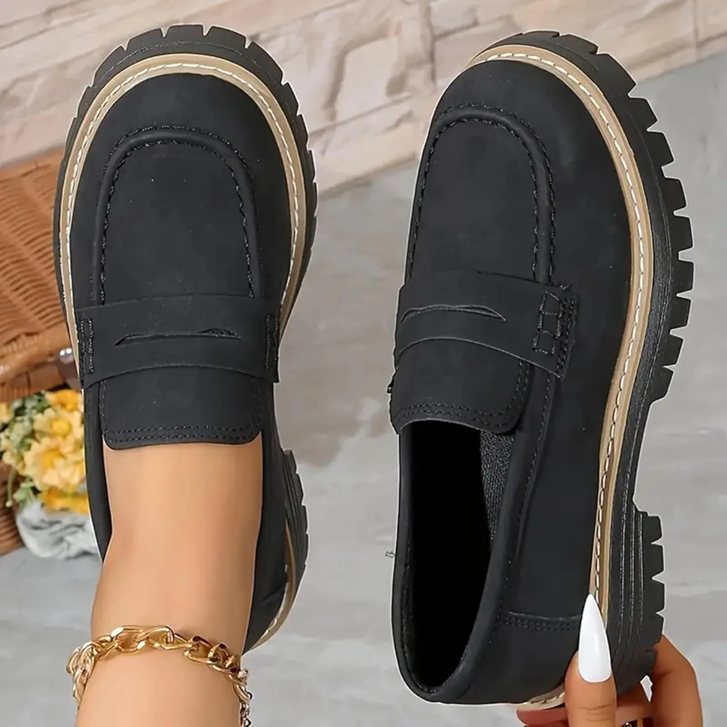 Orthoture Orthopedic Platform Loafers Orthoture-Orthopedic Sole Platform Wide Toe Slip-On Casual Shoes for Women