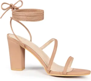 Perphy Strappy Lace Up Open Toe Block Heel Lace Up Sandals for Women