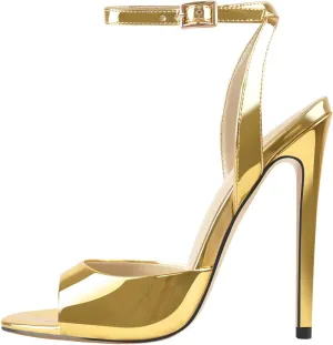 richealnini Ankle Buckle Strappy Heels Sandals for Women Open Toe Classic Stiletto High Heels