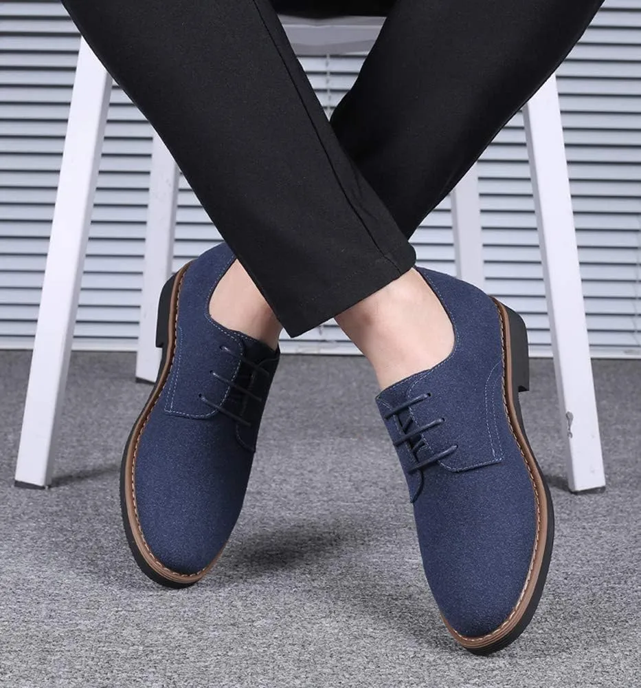 Santimon Men's Casual Oxford Shoes Classic Suede Formal Business Lace Up Dress Shoes