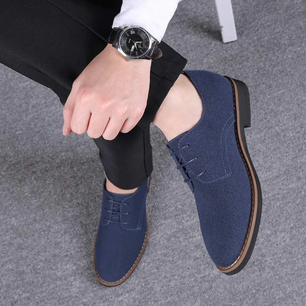 Santimon Men's Casual Oxford Shoes Classic Suede Formal Business Lace Up Dress Shoes
