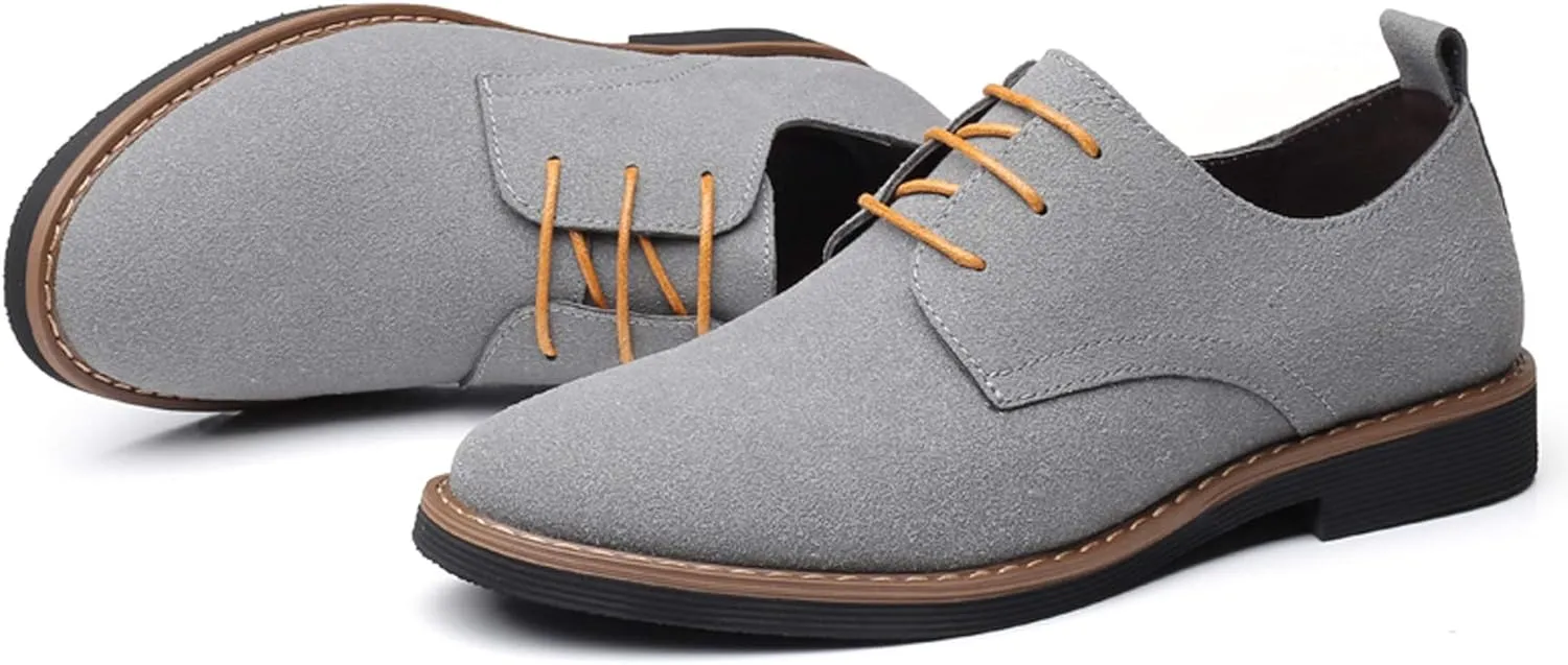 Santimon Men's Casual Oxford Shoes Classic Suede Formal Business Lace Up Dress Shoes