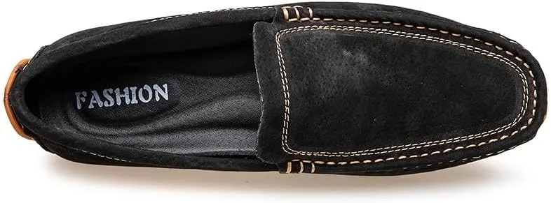 Santimon Mens Driving Penny Loafers Suede Moccasins Slip On Casual Dress Wide Boat Shoes
