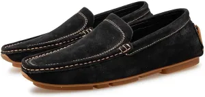 Santimon Mens Driving Penny Loafers Suede Moccasins Slip On Casual Dress Wide Boat Shoes