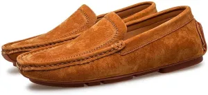 Santimon Mens Driving Penny Loafers Suede Moccasins Slip On Casual Dress Wide Boat Shoes