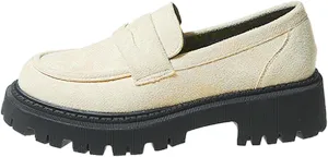 Suede Loafers Women Leather Slip-On Loafers Casual Work Shoe Chunky Business Shoes Comfortable Wide Shoes