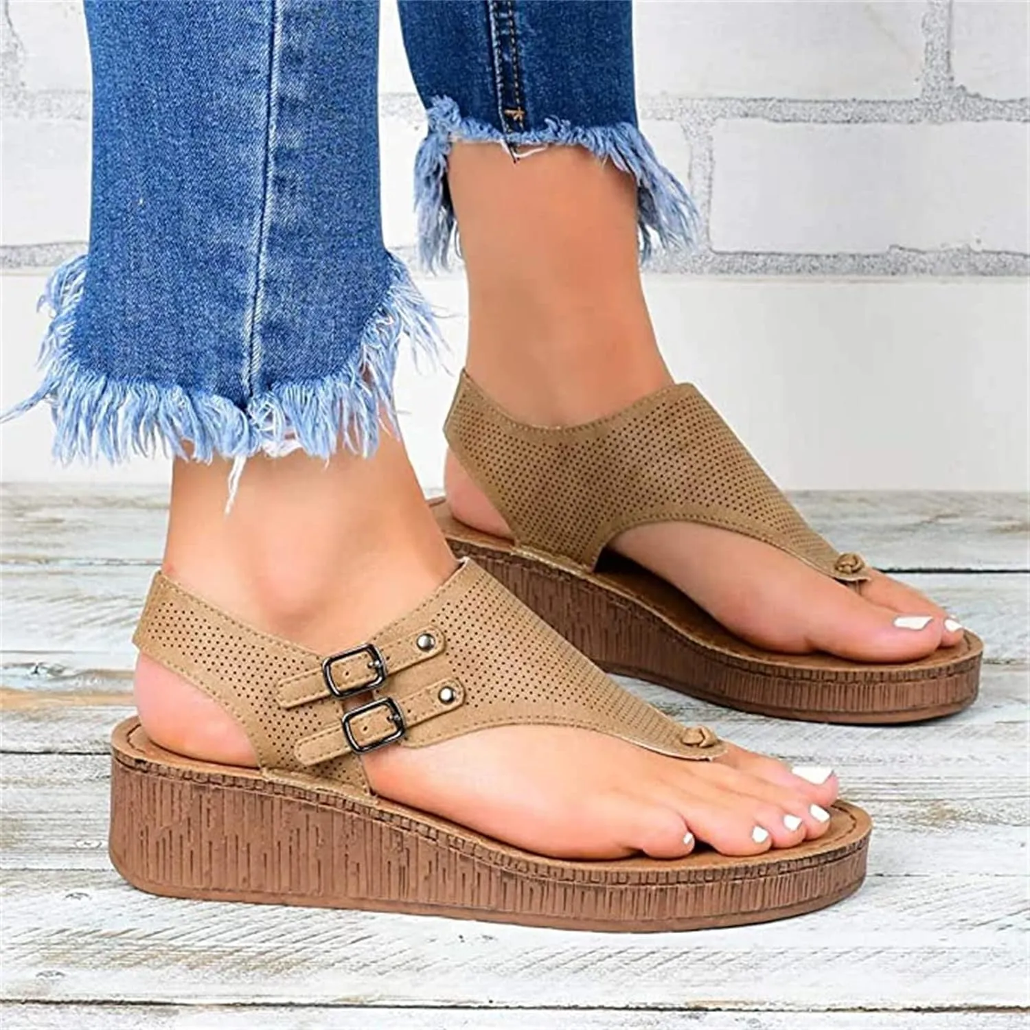 Summer Sandals For Women,Women's Dressy Strappy Flat Sandals Flip Flops Clip Toe T-Strap Beach Gladiator Sandal Shoes