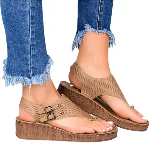 Summer Sandals For Women,Women's Dressy Strappy Flat Sandals Flip Flops Clip Toe T-Strap Beach Gladiator Sandal Shoes