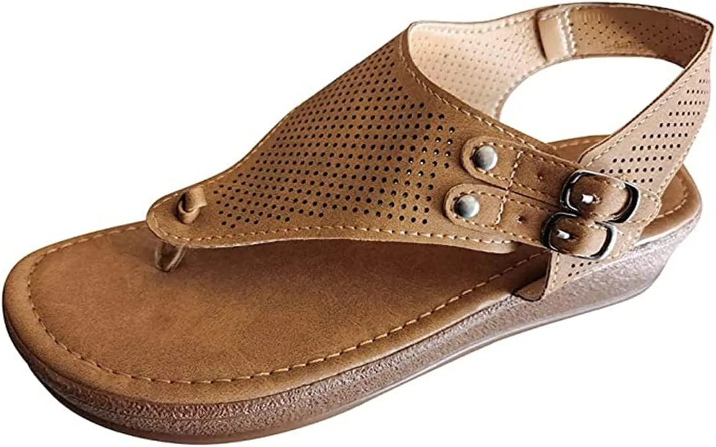 Summer Sandals For Women,Women's Dressy Strappy Flat Sandals Flip Flops Clip Toe T-Strap Beach Gladiator Sandal Shoes