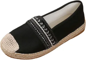 Women's Dress Flat Ballet Low Wedge Ladies Ethnic Retro Hollow Breathable Fisherman Women's Ballet Flat Comfortable