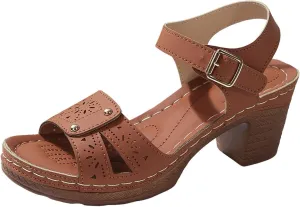 Womens Heels Sandals Wedge Chunky Heel Slip on Outdoor Ankle Strap Open Toe Comfortable Walking Arch Support Sandals Adjustable Strap Soft Summer Casual Sandal