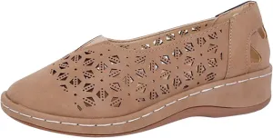Womens Loafers Comfortable Dressy Wide Width Hollow Out Closed Toe Shoes Breathable Walking Sandals Slip On Summer Sandals Soft Flats for Women Casual Lightweight