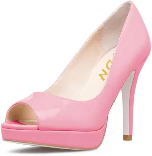 YDN Women Classic High Heels Slip on Platform Pumps Peep Toe Dress Stiletto Shoes