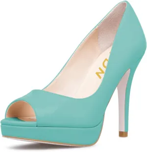 YDN Women Classic High Heels Slip on Platform Pumps Peep Toe Dress Stiletto Shoes